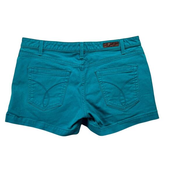 Calvin Klein Jeans Shorts Teal Colored Denim Mid Rise Women's 14 Size 32 Waist - Picture 2 of 11